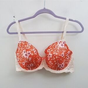 Victorias Secret Dream Angel Lined Demi Floral Orange Bra (40D) NWOT!
